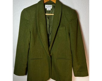 Autograph Kavaj Dam 5/6 Grön Vintage Ullblandning Sjalkrage Utmärkt