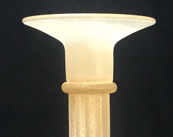Murano Oggetti Fluted Frosted Glass Candle Holder Column Vase | Vintage Italian Art Glass