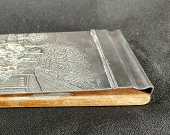 Vintage Raised Relief Embossed Silverplate Notebook Note Pad Holder J T H S Denmark Jorgen Th Steffesen