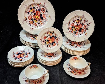36 Pc. Early English Ironstone Royal Ducal Cranford Hand Painted Dinnerware Replacements or Extras
