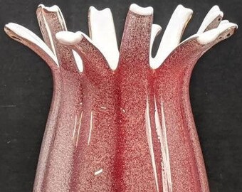 Large Red Art Glass Vase | Blown Glass Art | Unique Art | Italian?
