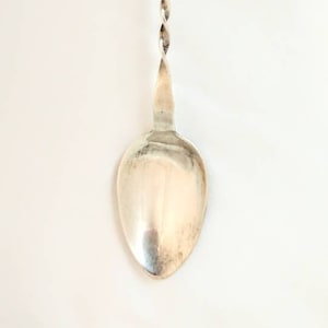Vintage 1800s Scandinavian Silver Smith Twist Handle Spoon Hand Crafted Hallmarked ISM 13 1/2