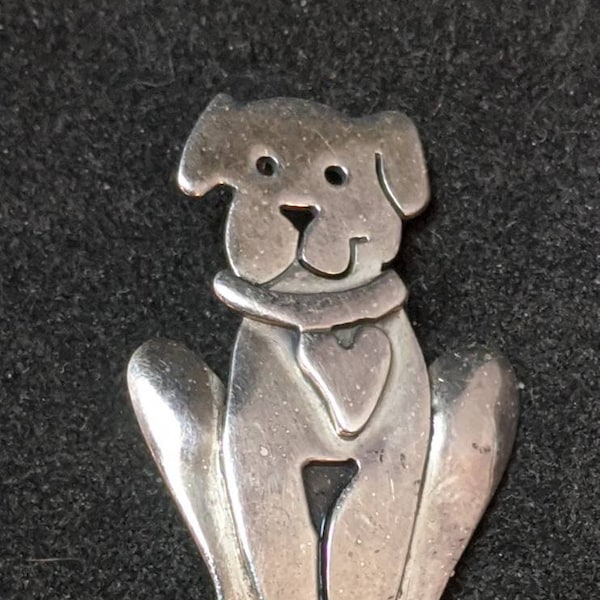 Sterling Silver Dog with Bone Brooch | Dog Lover Gift | Far Fetched Pin