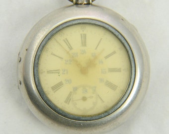 Antique .800 Argent Suisse Remontoir Cylindre 24hr Cadran Paire Cas Montre De Poche Réparation