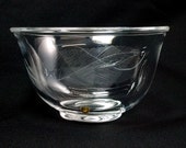 Orrefors Sweden Etched Feather Art Glass Crystal Bowl Oval Oblong 1953 Vintage Mid Century Modern Retro Sticker Signed Edward Hald Artist