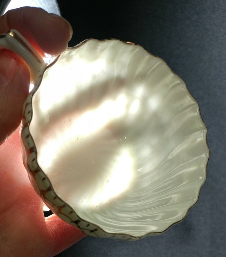 Translucent China Cup and Saucer Beautiful Swirled Fluted Pattern Design is all Gilding Unmarked 3 Dia Cup Ref 19516