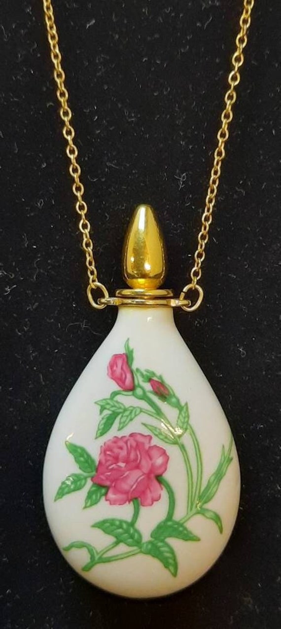 アクセサリー 70s80s deadstock perfume bottle necklace Vintage Franklin Porcelain Teardrop Perfume Bottle Pendant W