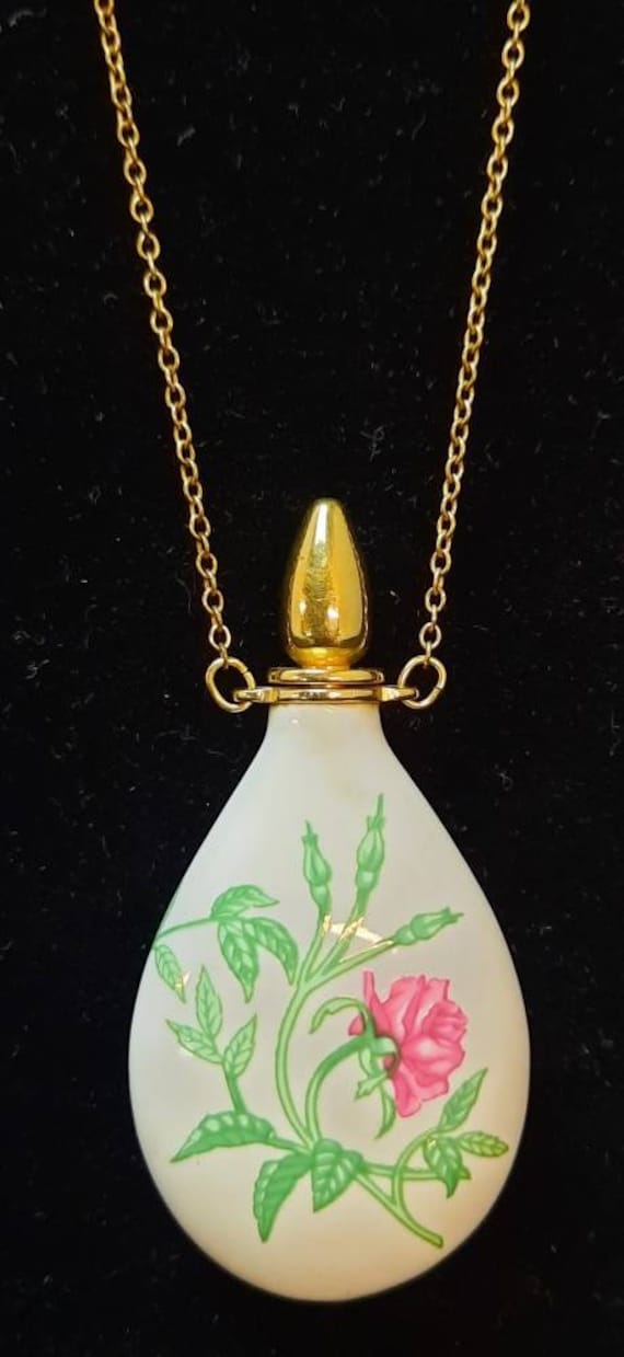 アクセサリー 70s80s deadstock perfume bottle necklace Vintage Glass Heart Perfume Bottle Necklace With Sterling