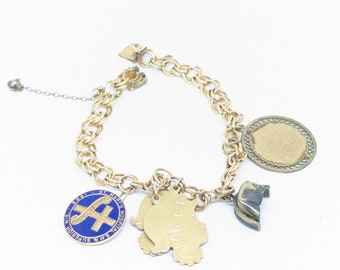 Charm Bracelet | St. Mary's School 10K Emblem | Sterling Nurses Cap | Golden Jubilee Charm 1973 | Children Charm | 1/20 12K | 23 g | 24319