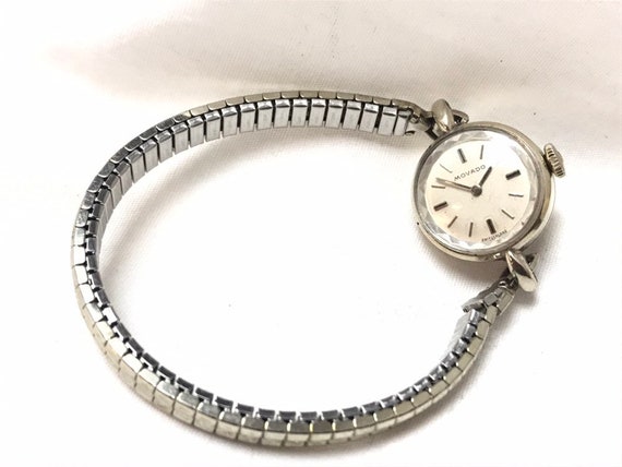 1950's Movado 14K White Gold Ladies Cocktail Watc… - image 1