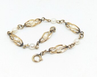 Bracelet torsadé vintage avec fausses perles | 1/20 12K GF | 6 3/4" | 24115