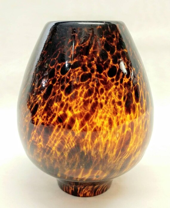 Pair Of Small Leopard Print Glass Vases With A Classy Swirl Etsy