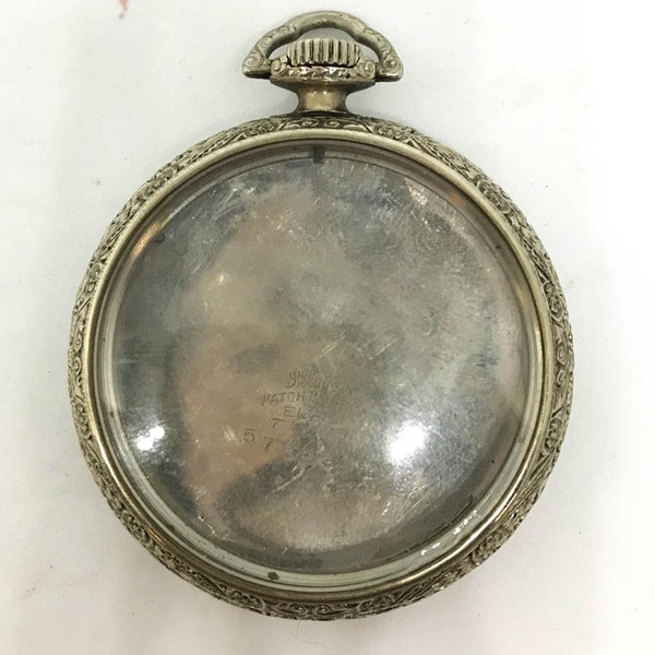 Antique Illinois Gold Filled Pocket Watch Case | Watch Co Elgin Tivoli 12s | Open Faced | Art Deco