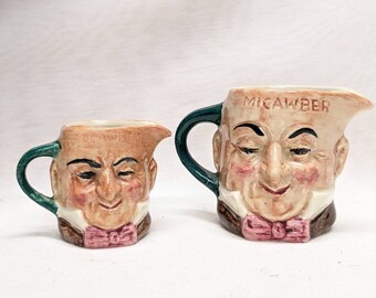 Two Miniature Artone England Double Face Mr. Micawber Creamers | Hand Painted