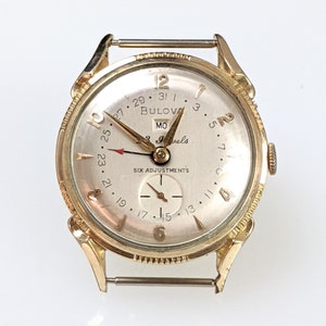 1955 Very Fine Bulova Mens Wristwatch Watch Triple Calendar L5 Self Winding 23J 10BPAD Movement 6 Adjustments 10KGF Runs