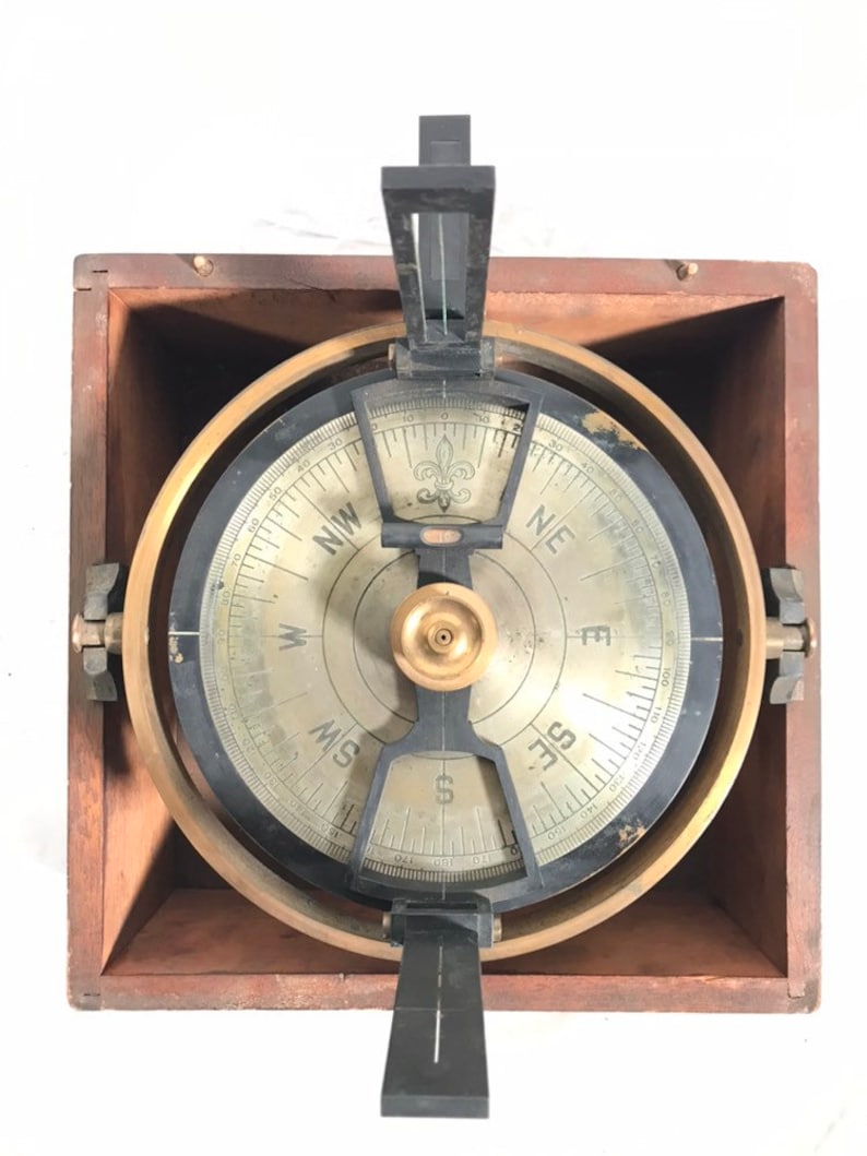Antique Nautical Pelorus Maritime Navigational Aid Instrument Dumb Compass Wooden Box image 5