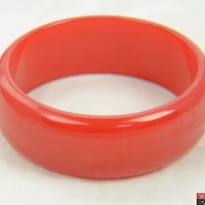 Thick Chunky Vintage Bright Cherry Red Catalin Bakelite Bangle Cuff Bracelet