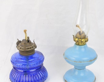 VTG Plume Atwood Co. Oil Lamp Handy Lamp Nasco Blue Mini Oil Kerosene Lamps