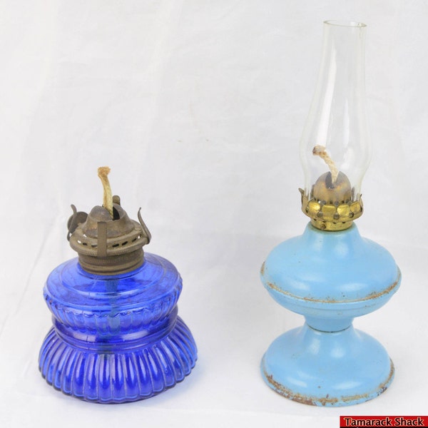 VTG Plume Atwood Co. Oil Lamp Handy Lamp Nasco Blue Mini Oil Kerosene Lamps