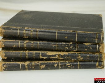 c1877 Hebrew Bible Max Letteris Black Leather 4 Volume Book Set Antique Nice