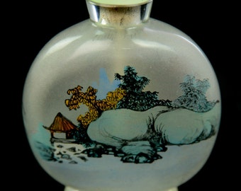 ペア VTG 中国ガラス 逆絵 嗅ぎタバコ瓶 自然風景 山 水 - Etsy 日本