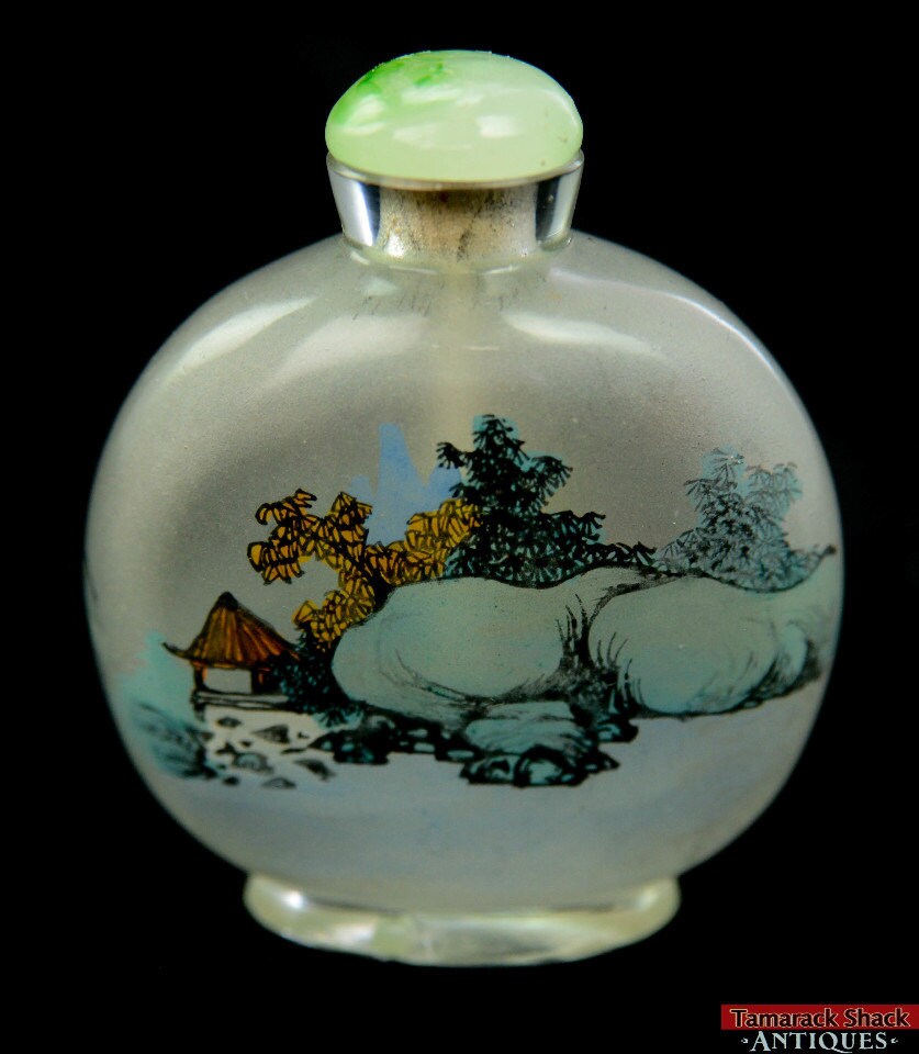 ペア VTG 中国ガラス 逆絵 嗅ぎタバコ瓶 自然風景 山 水 - Etsy 日本