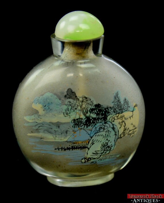 ペア VTG 中国ガラス 逆絵 嗅ぎタバコ瓶 自然風景 山 水 - Etsy 日本