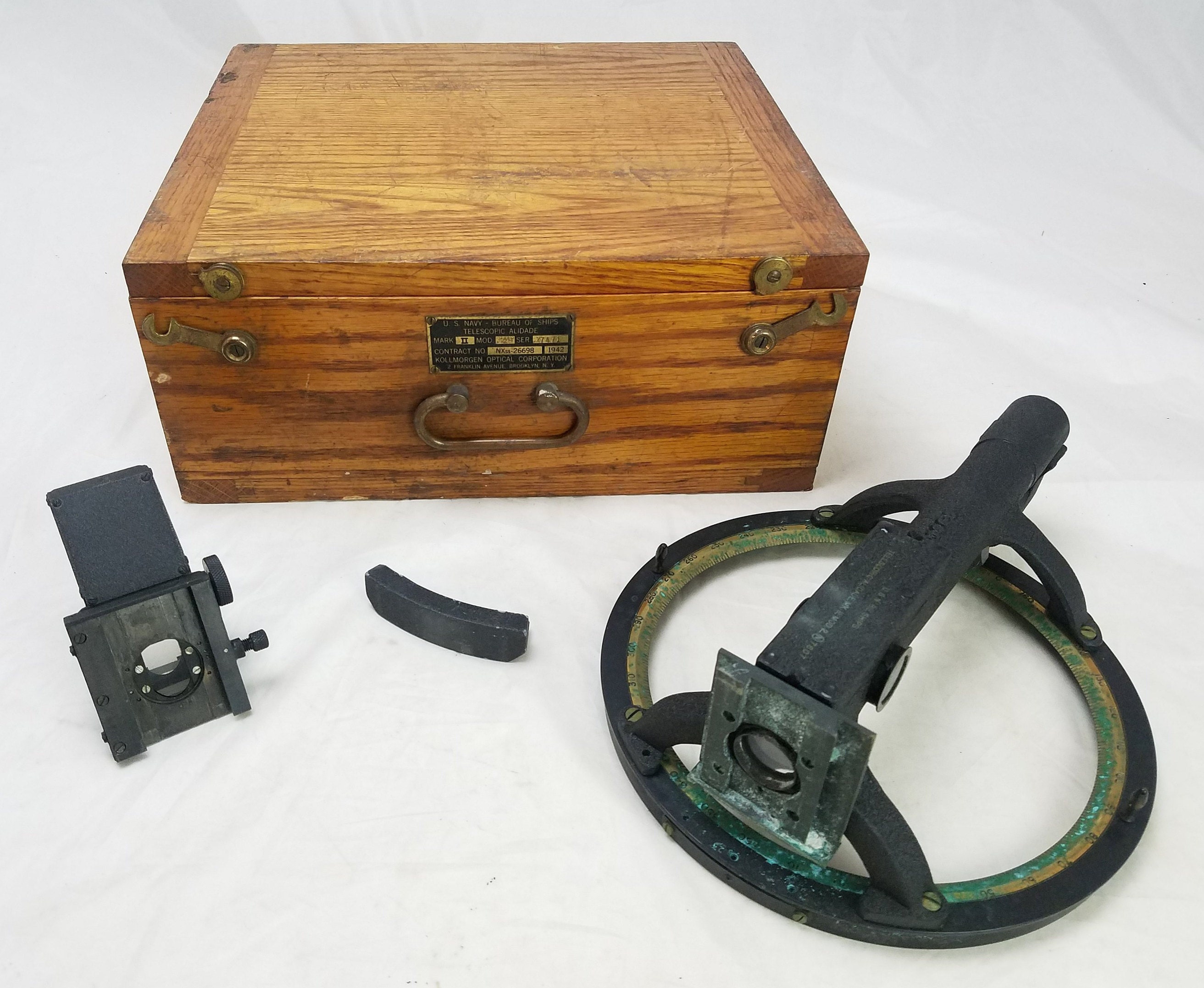 Antique 1942 Nautical Telescopic Alidade Turning Board WWII US