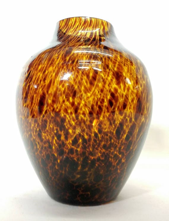 Pair Of Small Leopard Print Glass Vases With A Classy Swirl Etsy
