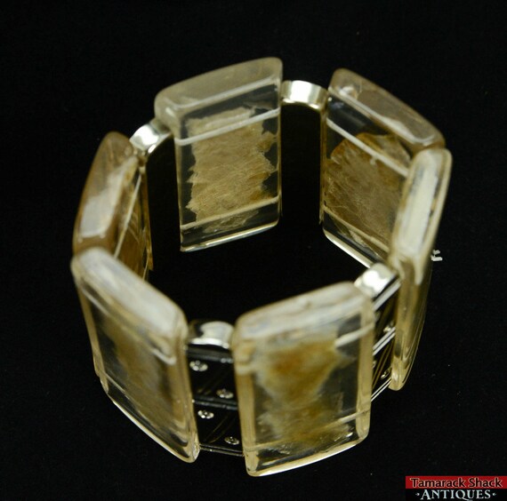 VTG 6 Panel Lucite w/ Mica Flakes Thick Chunky Si… - image 3
