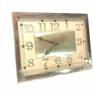 Vintage Bigelow Kennard & Co Inc. 8 Days Swiss Art Deco Desk Clock
