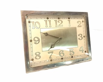 Vintage Bigelow Kennard & Co Inc. 8 Days Swiss Art Deco Desk Clock