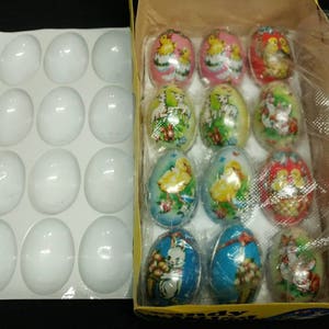 NOS 12 Egg Tins Unopened Imported Decorative Reusable Filled Easter Egg Tins in 24 ct Display Box British Crown Colony of Hong Kong 19550 image 3