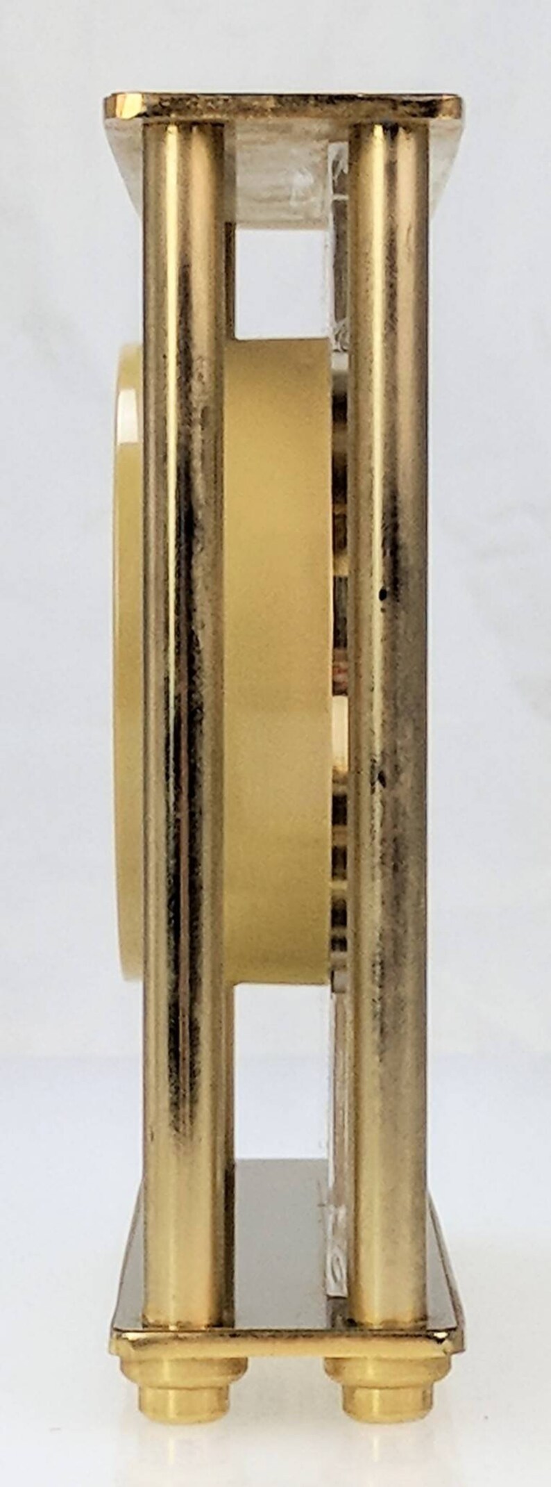 Seiko Quartz 3 Floating Dial 5.5 Brass Pillar Desk Table or Mantle Clock PN QXG702GC 152486
