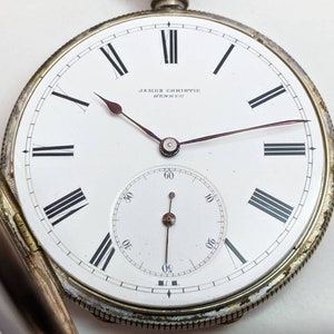 James Christie Geneve Pocket Watch | Cylinder Escapement | Silver Case | For Parts Repair | 47.1mm
