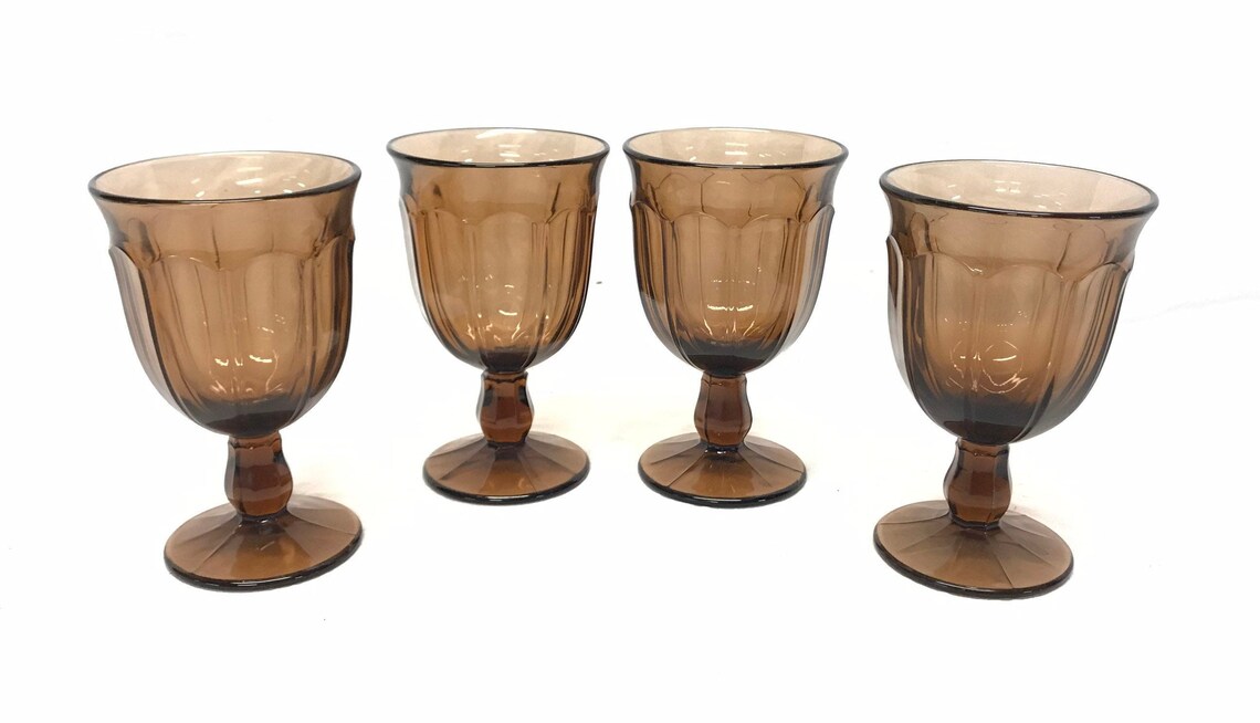 Set of 4 Vintage Noritake Provincial Brown Smoke Water Goblet Etsy