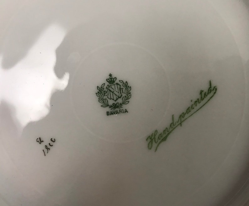 Tirschenreuth Bavaria Hand Painted White Pink Roses Cabinet Plate Wall Hanger ref 21154 T 8-38 Vintage Signed #3781 P