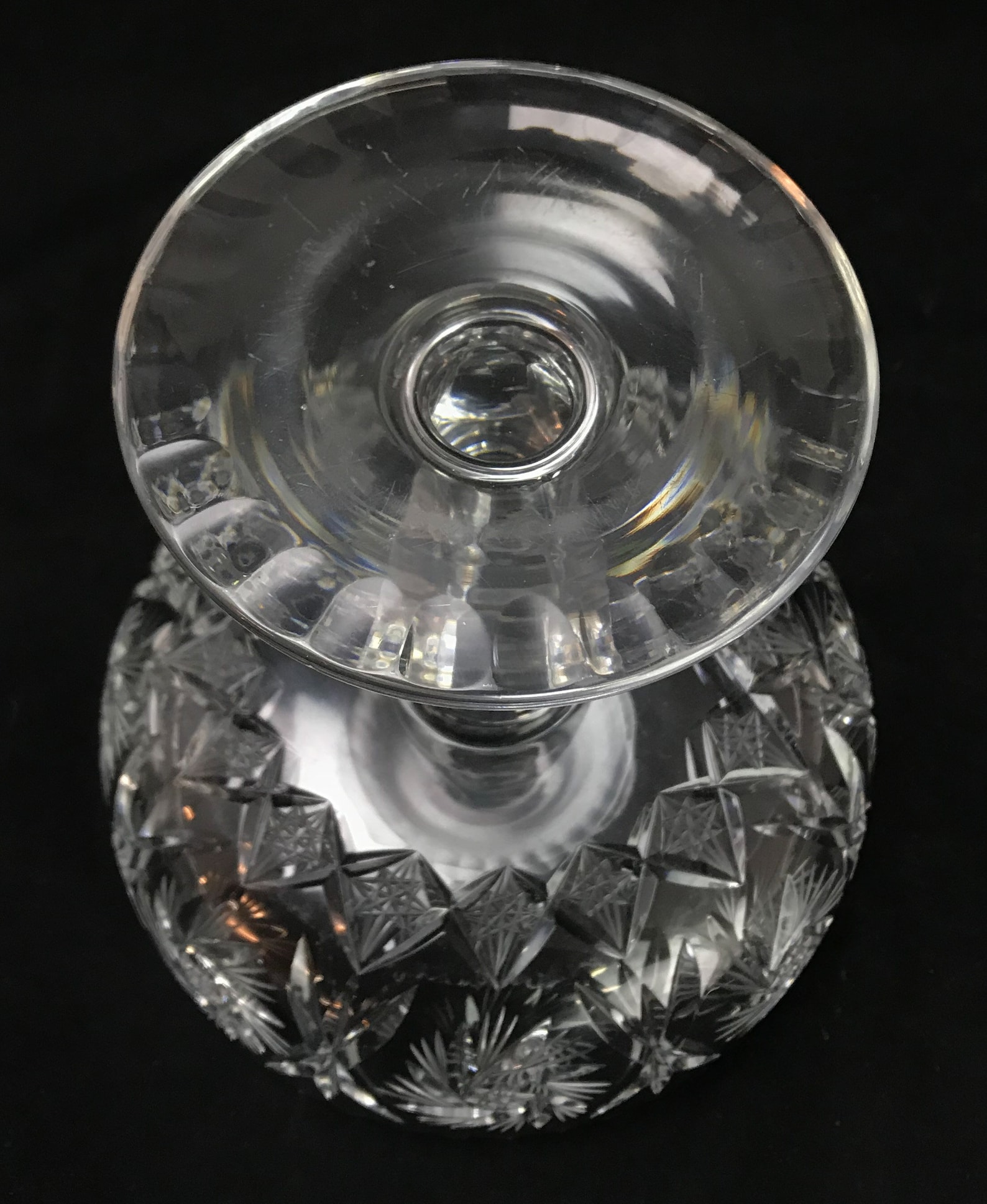 Vintage Lead Crystal Compote Hand Cut Hobstar Russian Star Etsy