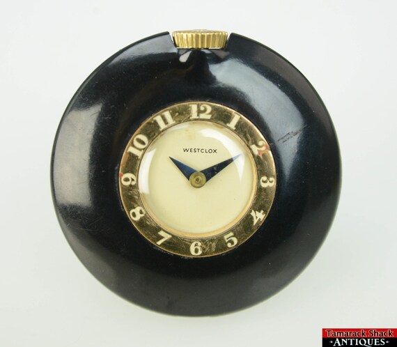 1930s Westclox Bakelite Brown Purse Watch Large 2 3 4 Pocket NOS