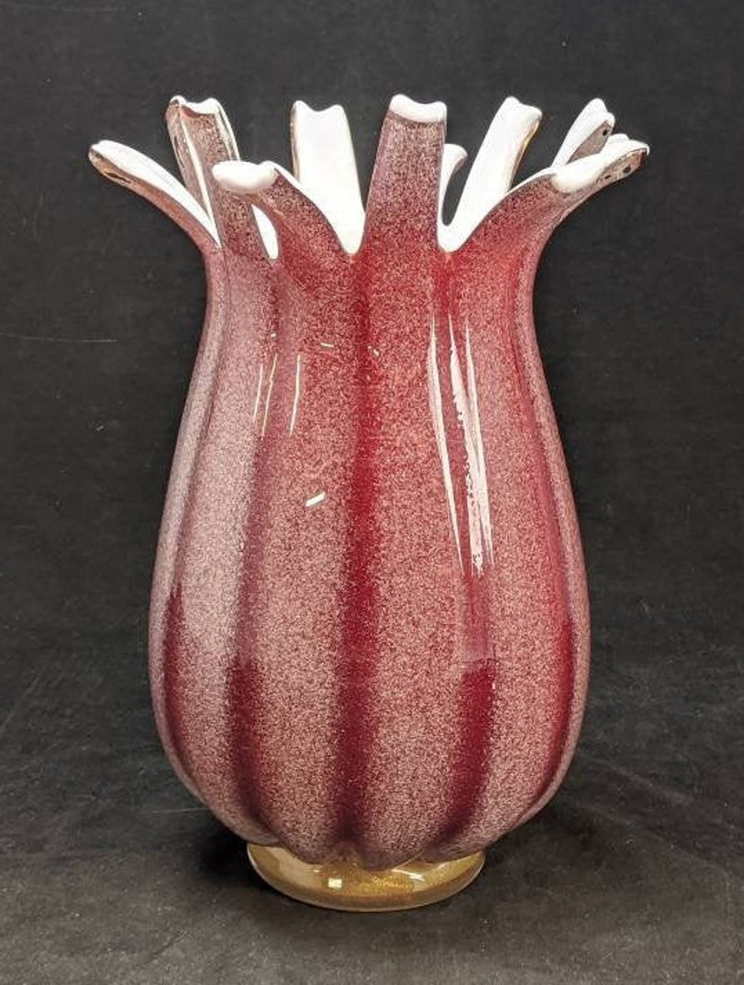 Large Red Art Glass Vase Blown Glass Art Unique Art Etsy