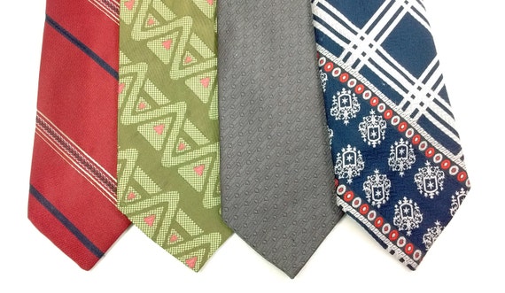 Four Vintage Clip-on Retro Mens Fashion Ties Neckties - Etsy