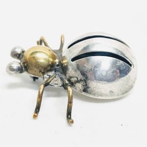 VTG Sterling Silver Ladybug Brooch Pin Taxco TC-254 Gold Tone and Silver