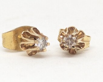 14K Diamond Stud Earrings | Pair | Tested | Diamonds 2 1/2mm Diameter | 23956