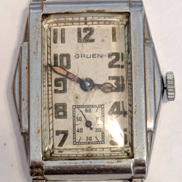 1934 Gruen 7J Guild Watch Conoruma MRSPG & Balance Swiss Runs Art Deco Women's Hexagon Case 703 Cal. Style 153. 6027657