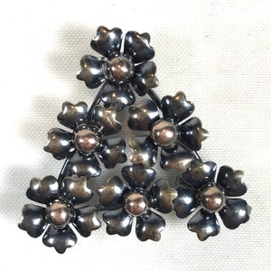Vintage 1/20 12K GF Gold Filled on Silver Midcentury Floral Flowers Brooch Pin