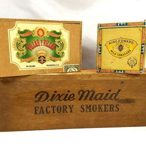 Vintage Lot of 3 General Store Display Cigar Boxes 2 Wooden 1 Cardboard image 1