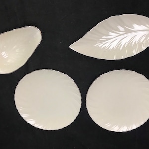 Beautiful Lenox 2 Salad Plates Weatherly Platinum Rim Leaf Buffet Server Cabbage Leaf Gravy Extras or Replacements
