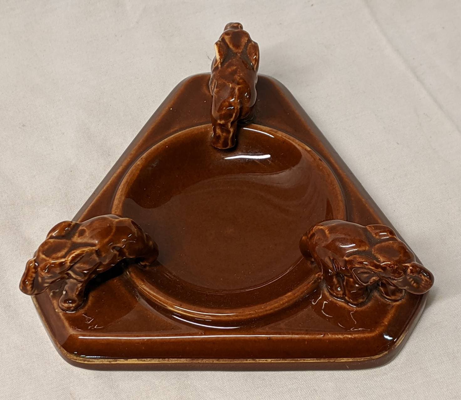 Moriyama Triple Elephant Ashtray | Pottery | Art Deco | Home Decor