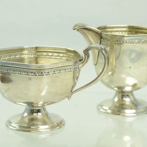 Antique Victorian Homan Plated On Nickel Silver W. M. Mounts 0677 Creamer & Sugar Bowl