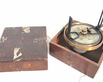 Antique Nautical Pelorus Maritime Navigational Aid Instrument Dumb Compass Wooden Box